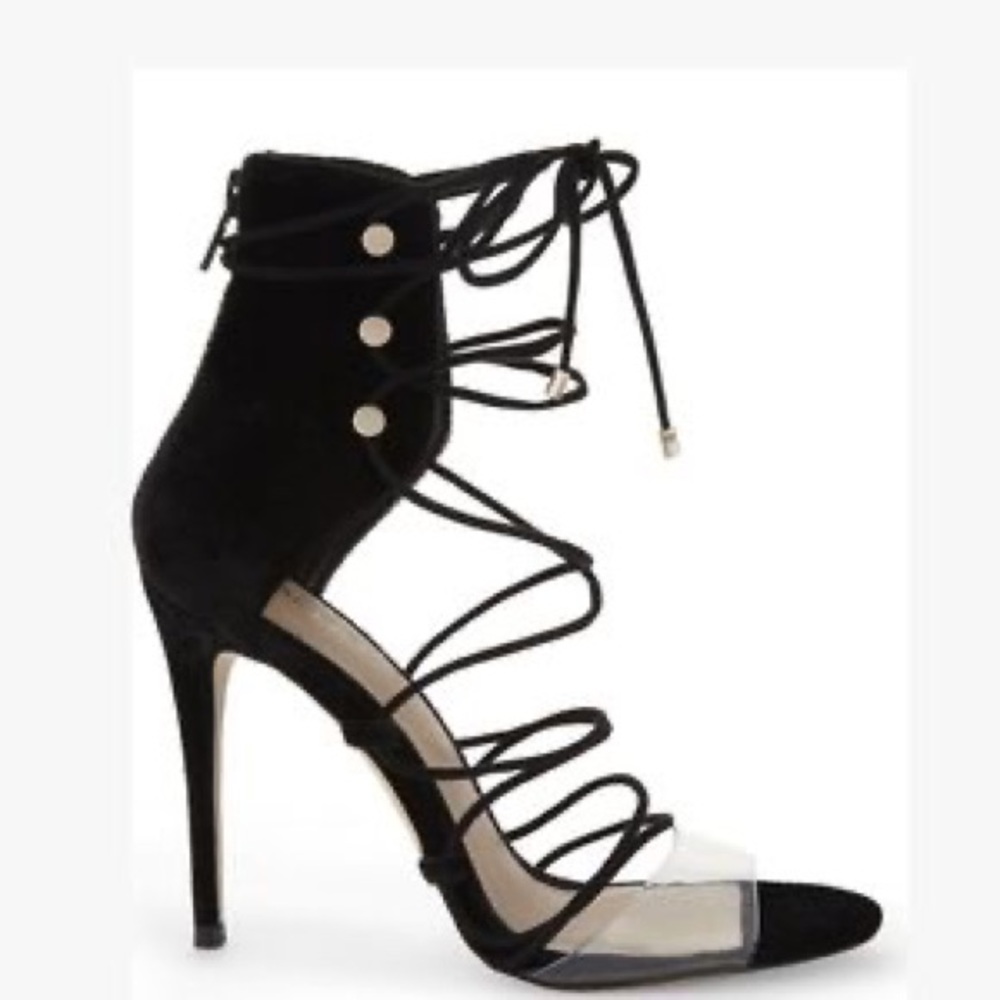 Aldo black strap heels.